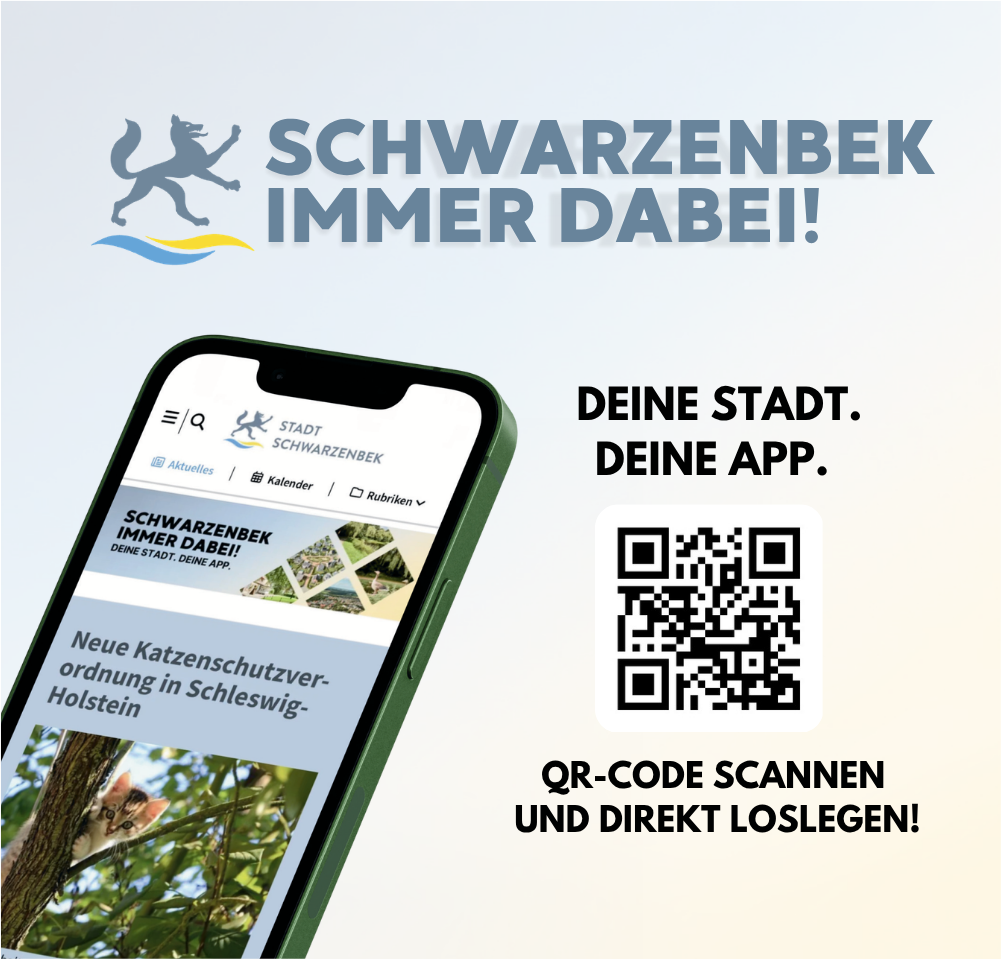 Das Banner zur Schwarzenbeker Orts-App mit dem Titel "Schwarzenbek immer dabei!"